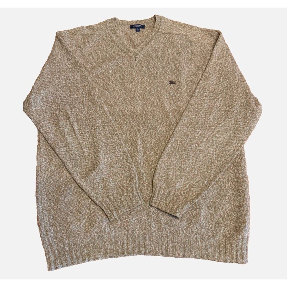 Men's Burberry Italy Pure New Wool V-neck Sweater Size Large Excellent